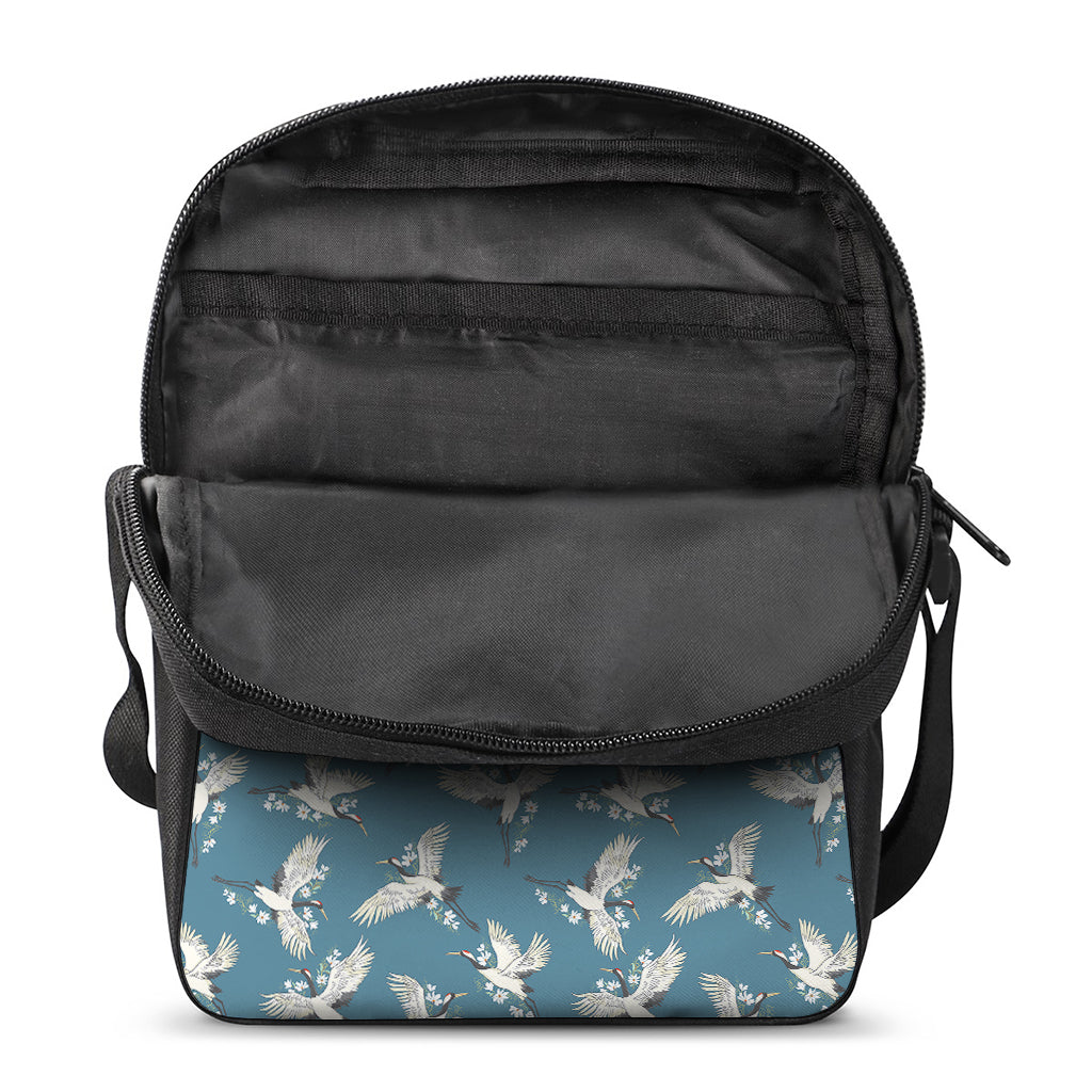 Flying Crane Bird Pattern Print Rectangular Crossbody Bag