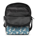 Flying Crane Bird Pattern Print Rectangular Crossbody Bag