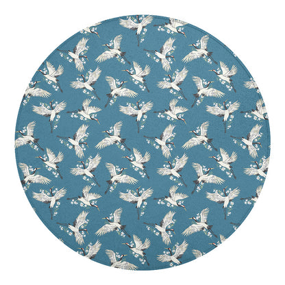 Flying Crane Bird Pattern Print Round Blanket