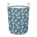 Flying Crane Bird Pattern Print Round Laundry Basket