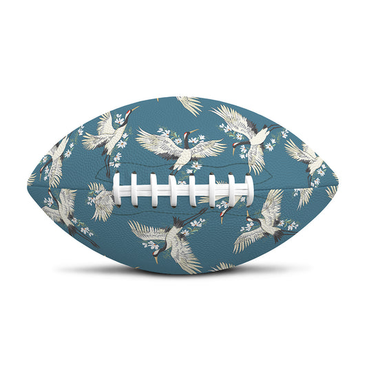 Flying Crane Bird Pattern Print Rugby Ball
