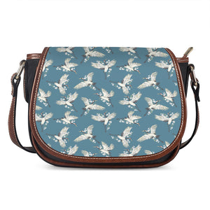 Flying Crane Bird Pattern Print Saddle Bag