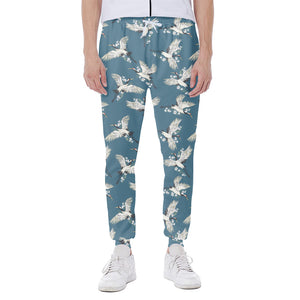 Flying Crane Bird Pattern Print Scuba Joggers