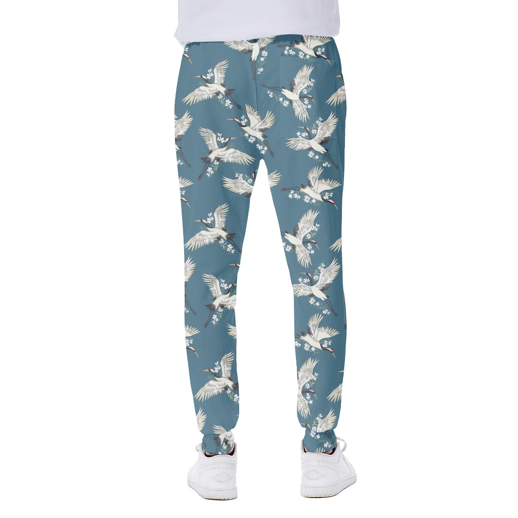 Flying Crane Bird Pattern Print Scuba Joggers