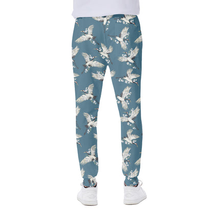 Flying Crane Bird Pattern Print Scuba Joggers