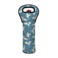 Flying Crane Bird Pattern Print Single Neoprene Wine Tote