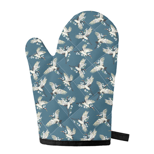 Flying Crane Bird Pattern Print Single Oven Mitt