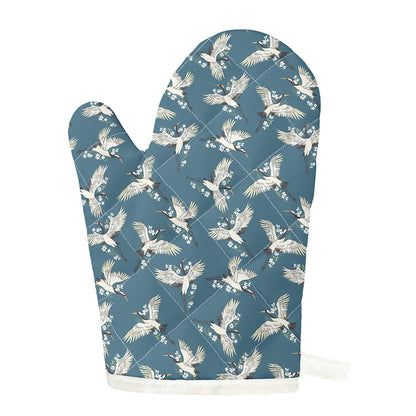 Flying Crane Bird Pattern Print Single Oven Mitt