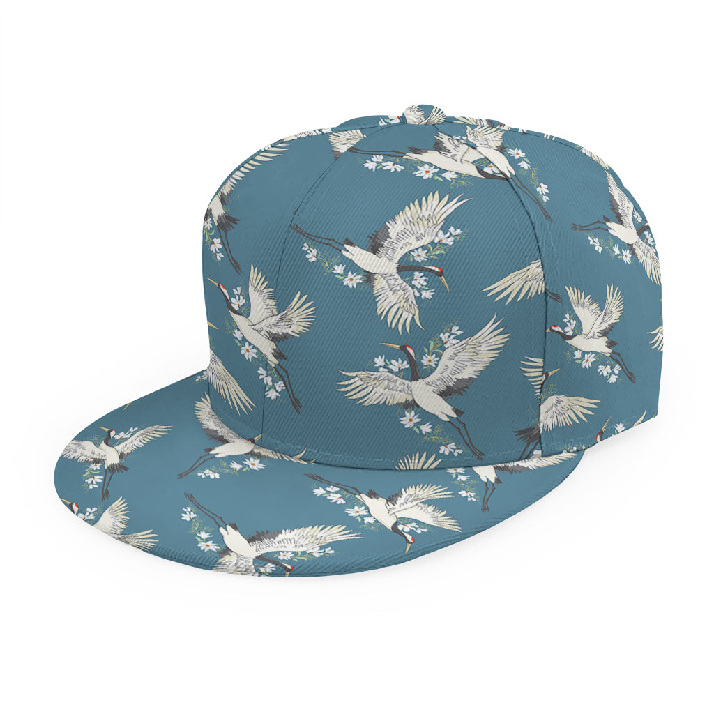 Flying Crane Bird Pattern Print Snapback Cap