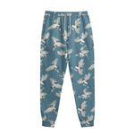 Flying Crane Bird Pattern Print Sweatpants