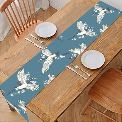 Flying Crane Bird Pattern Print Table Runner