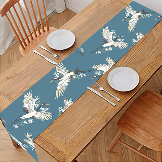 Flying Crane Bird Pattern Print Table Runner
