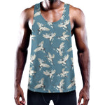 Flying Crane Bird Pattern Print Training Tank Top