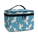 Flying Crane Bird Pattern Print Travel Makeup Bag