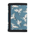 Flying Crane Bird Pattern Print Trifold Wallet