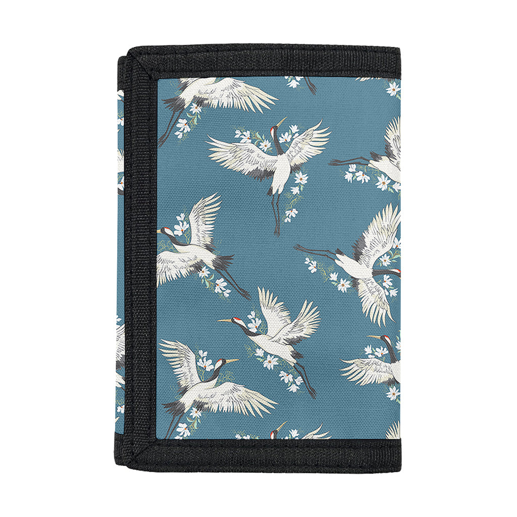 Flying Crane Bird Pattern Print Trifold Wallet