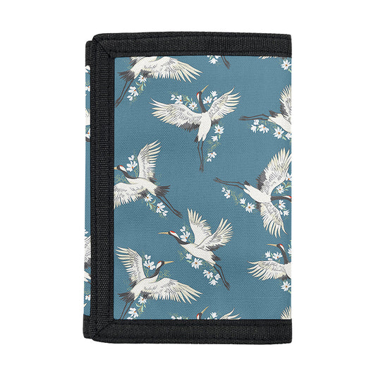 Flying Crane Bird Pattern Print Trifold Wallet
