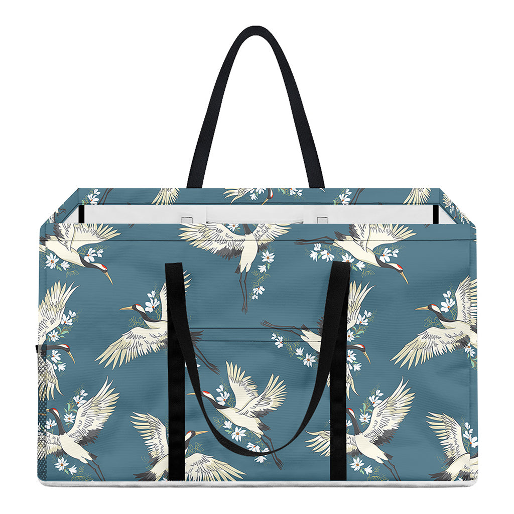 Flying Crane Bird Pattern Print Utility Tote Bag