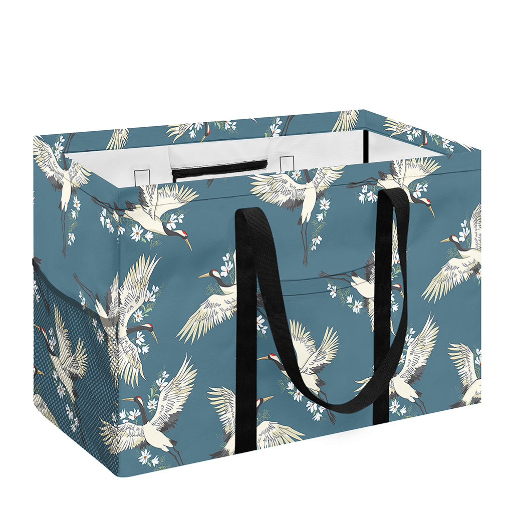 Flying Crane Bird Pattern Print Utility Tote Bag