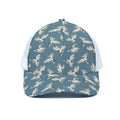 Flying Crane Bird Pattern Print White Mesh Trucker Hat