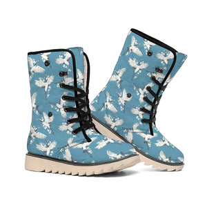 Flying Crane Bird Pattern Print Winter Boots