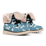 Flying Crane Bird Pattern Print Winter Boots