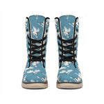 Flying Crane Bird Pattern Print Winter Boots