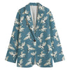 Flying Crane Bird Pattern Print Women's Blazer