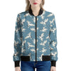 Flying Crane Bird Pattern Print Women's Bomber Jacket