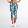 Flying Crane Bird Pattern Print Women's Capri Leggings