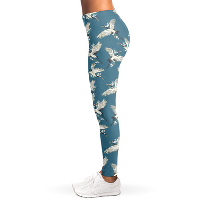 Flying Crane Bird Pattern Print Women's Leggings