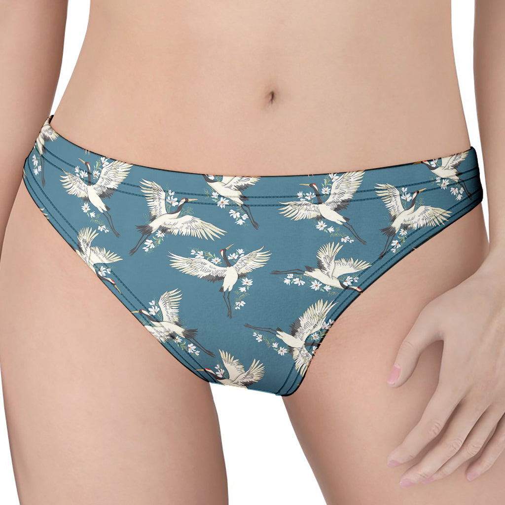 Flying Crane Bird Pattern Print Women's Thong