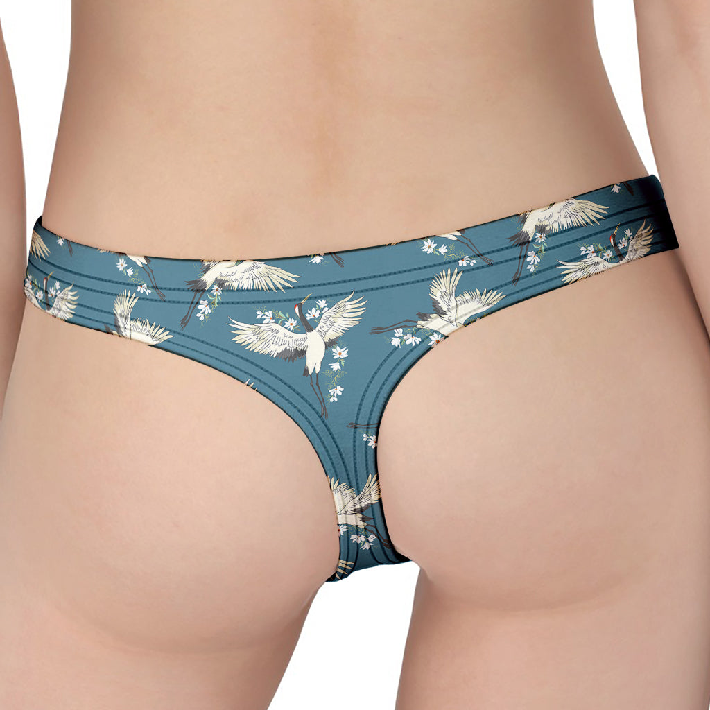 Flying Crane Bird Pattern Print Women's Thong