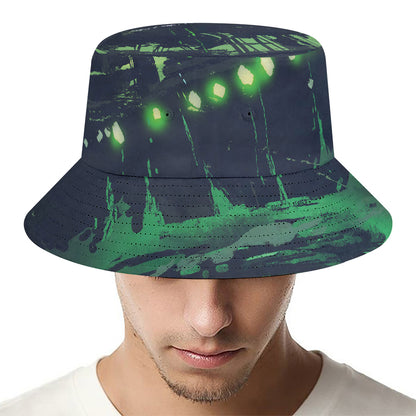 Flying Dutchman Ghost Pirate Ship Print Bucket Hat