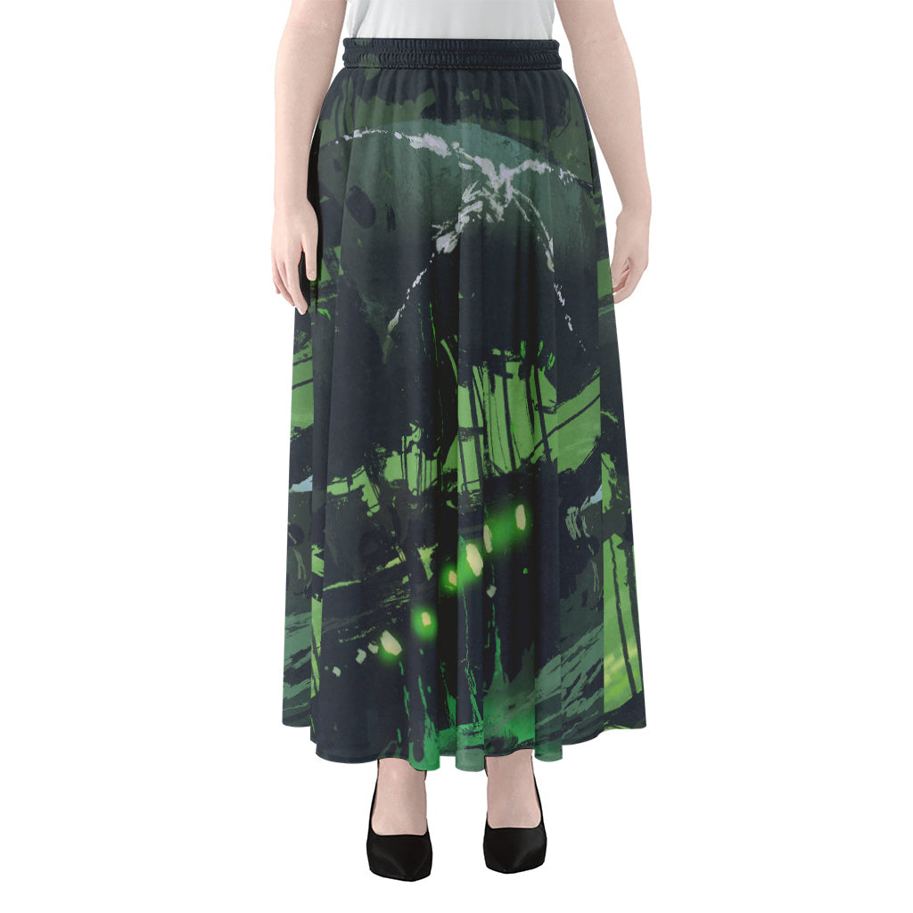 Flying Dutchman Ghost Pirate Ship Print Chiffon Maxi Skirt