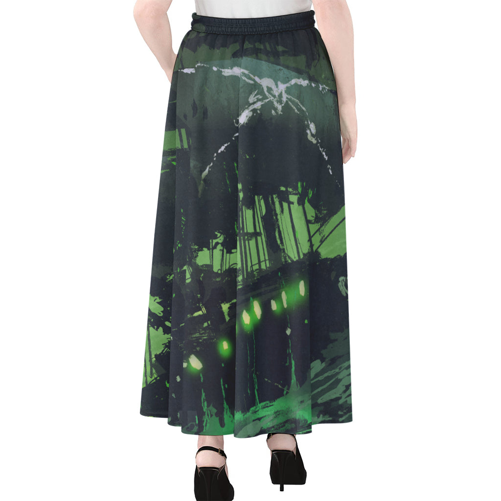 Flying Dutchman Ghost Pirate Ship Print Chiffon Maxi Skirt