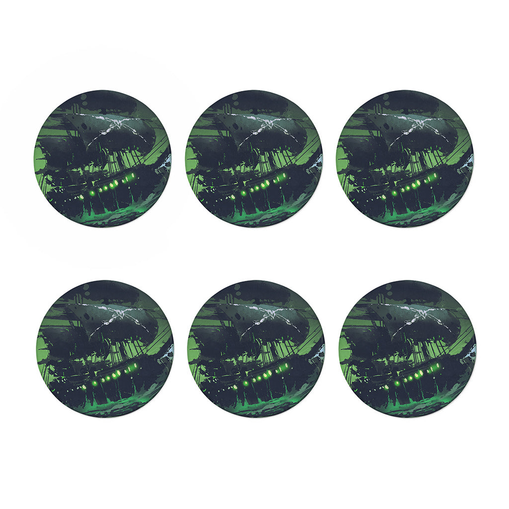 Flying Dutchman Ghost Pirate Ship Print Coaster Set