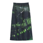 Flying Dutchman Ghost Pirate Ship Print Cotton Front Slit Maxi Skirt