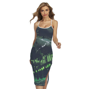 Flying Dutchman Ghost Pirate Ship Print Cross Back Cami Dress