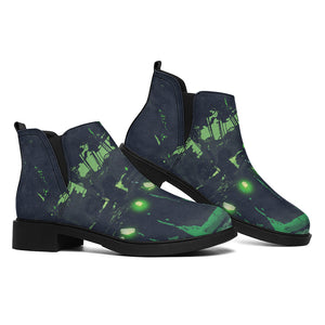 Flying Dutchman Ghost Pirate Ship Print Flat Ankle Boots