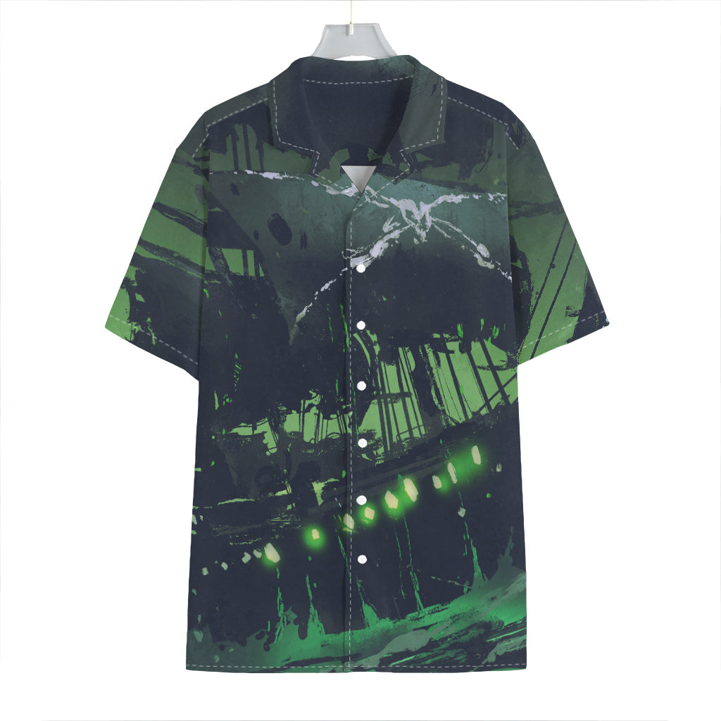 Flying Dutchman Ghost Pirate Ship Print Hawaiian Shirt