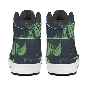 Flying Dutchman Ghost Pirate Ship Print High Top Leather Sneakers