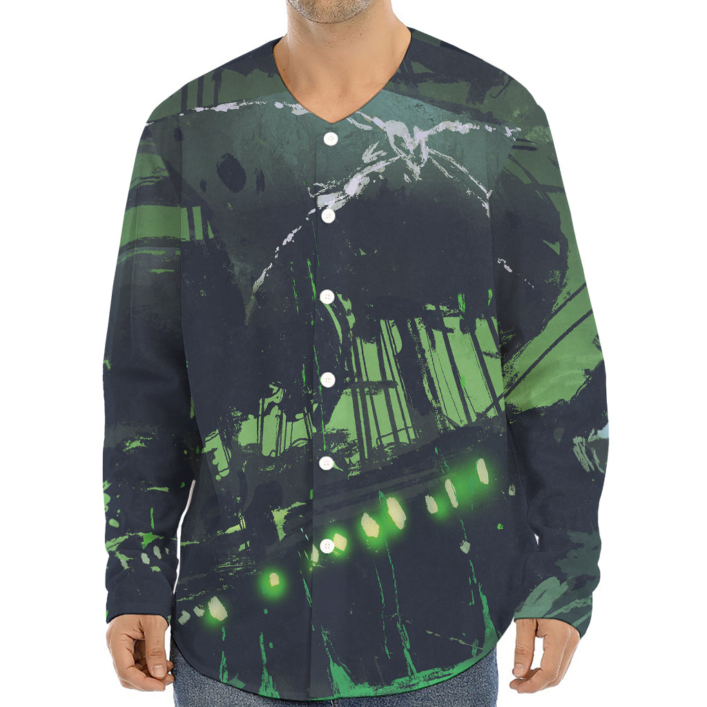 Flying Dutchman Ghost Pirate Ship Print Long Sleeve Baseball Jersey