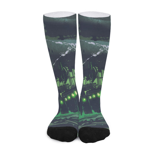 Flying Dutchman Ghost Pirate Ship Print Long Socks