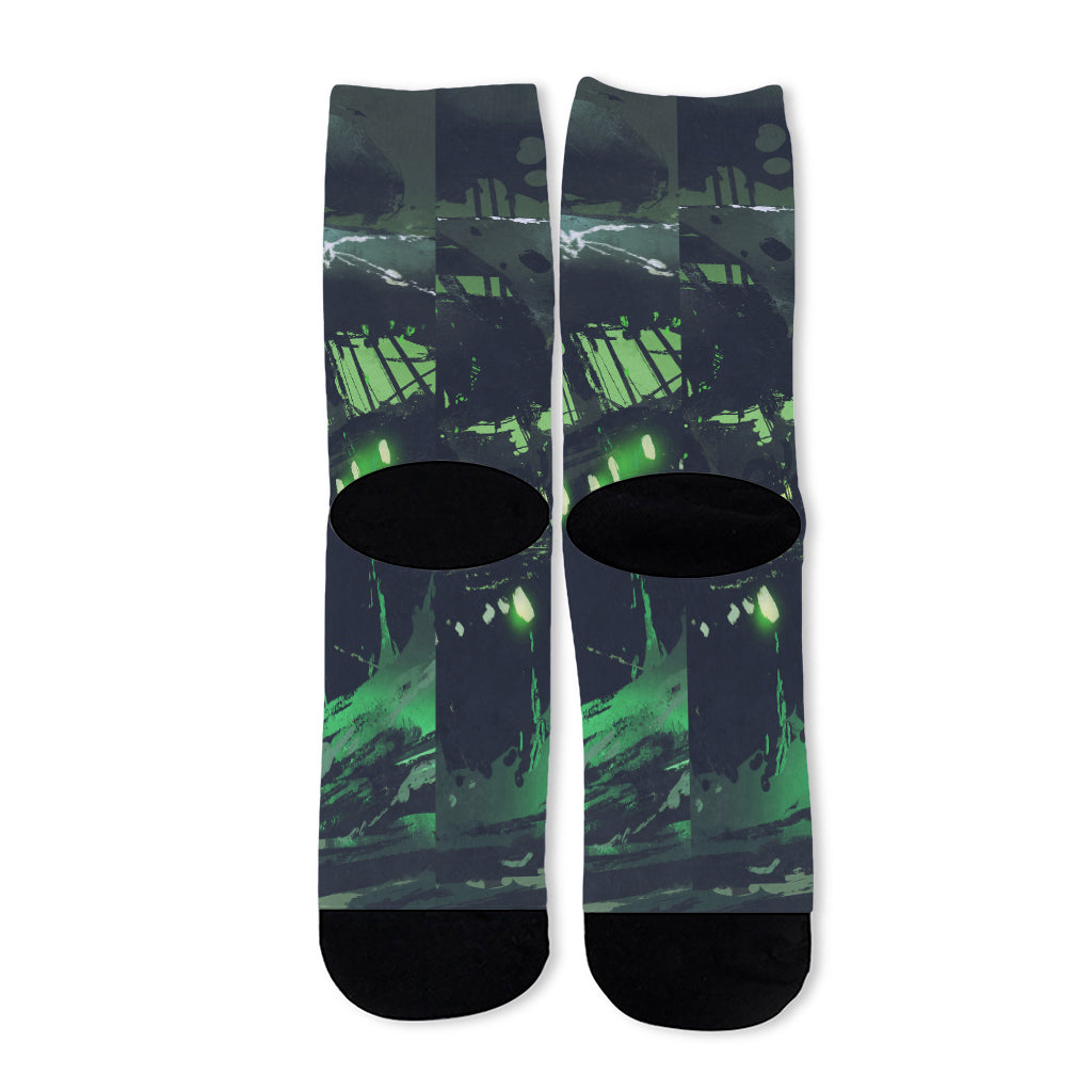Flying Dutchman Ghost Pirate Ship Print Long Socks