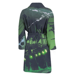 Flying Dutchman Ghost Pirate Ship Print Men's Bathrobe