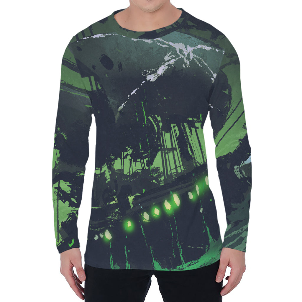 Flying Dutchman Ghost Pirate Ship Print Men's Long Sleeve T-Shirt