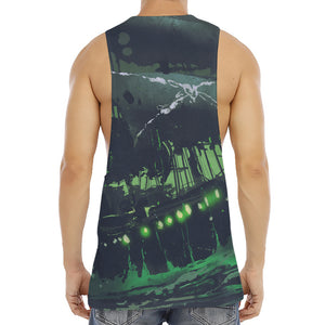 Flying Dutchman Ghost Pirate Ship Print Men's Muscle Tank Top