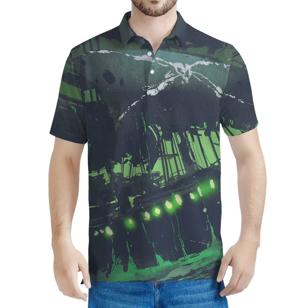 Flying Dutchman Ghost Pirate Ship Print Men's Polo Shirt