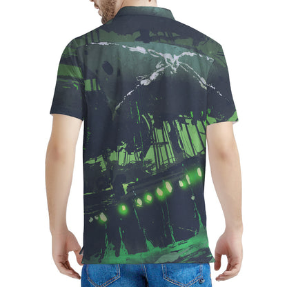 Flying Dutchman Ghost Pirate Ship Print Men's Polo Shirt